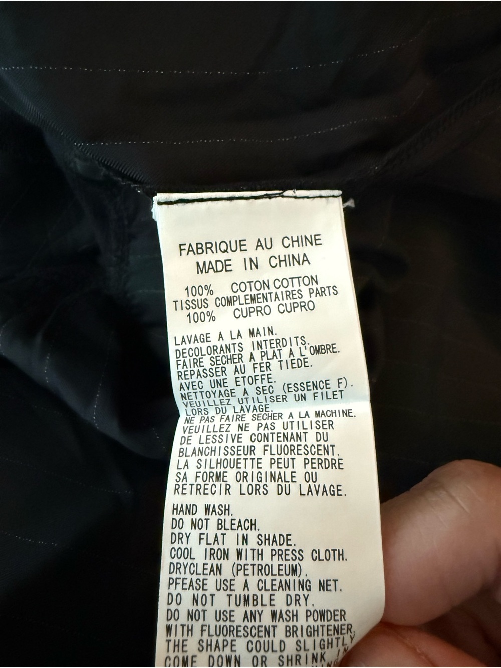 Y's Yohji Yamamoto Pinstripe Mixed Media Midi Dress Cotton Cupro Black Sz S/M - Picture 5 of 6